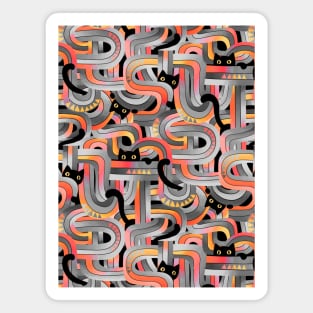 Geo Cats Maze in Sunset Colors plus Grey Magnet